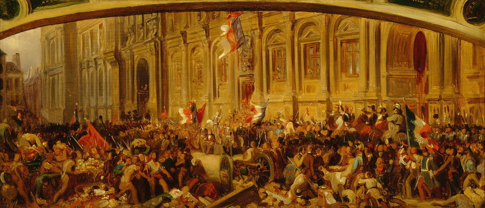 1848年2月25日，拉马廷在市政厅升起红旗