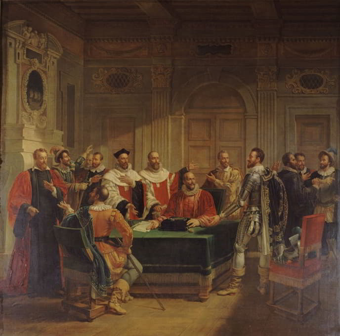 布里萨克与议员谈判亨利四世进入巴黎