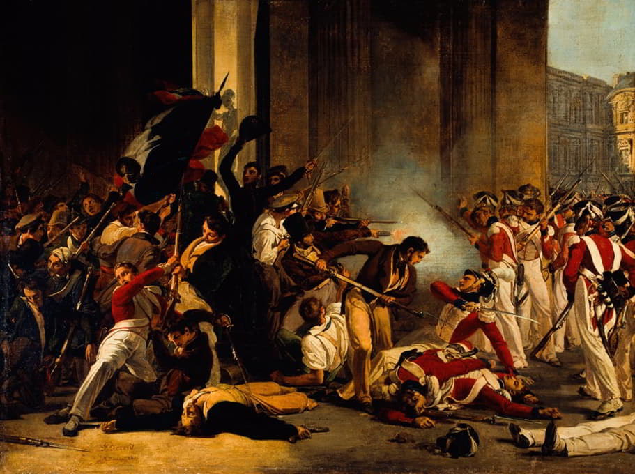 1830年7月29日攻占卢浮宫；杀害瑞士警卫