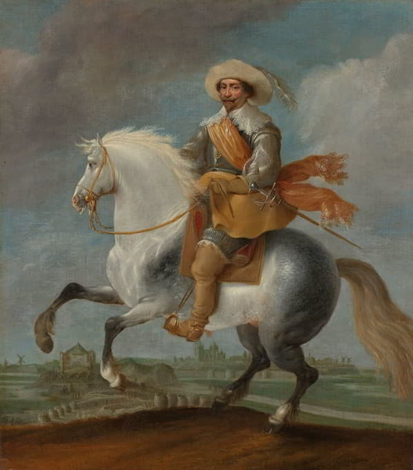 费雷德里克·亨德里克王子骑马在s-Hertogenbosch防御工事外，1629年