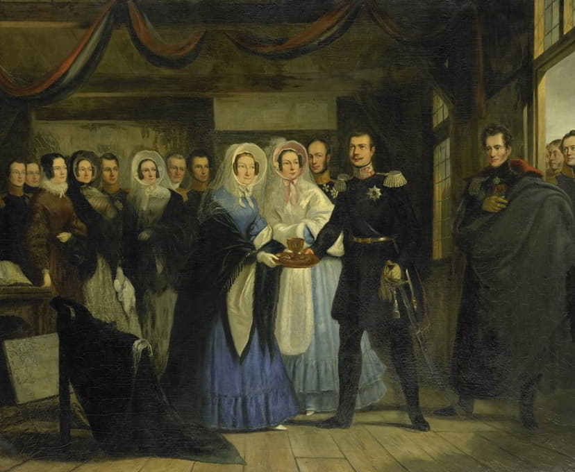 奥兰治公主在沙皇彼得位于赞丹的家中接待了亚历山大二世（1818-1881），亚历山大二世是俄罗斯的大公爵和王位继承人