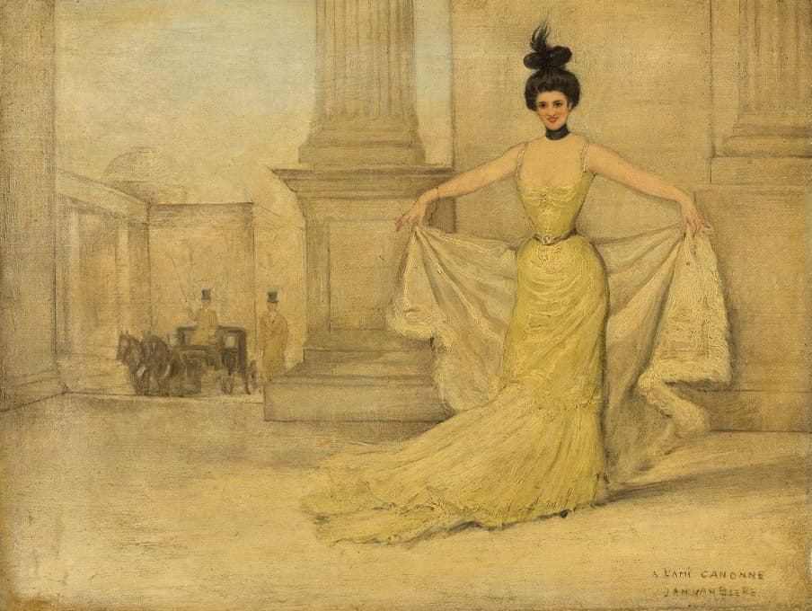 Jan Van Beers - Woman In Evening Dress