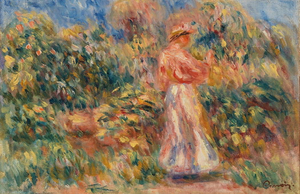 Pierre-Auguste Renoir - Landscape with Woman in Pink and White (Paysage avec femme en rose et blanc)