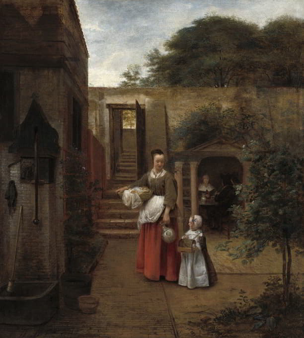 Pieter De Hooch - Woman and Child in a Courtyard