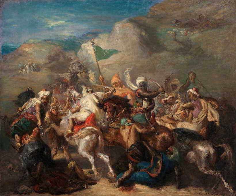 Théodore Chassériau - Battle of Arab Horsemen Around a Standard
