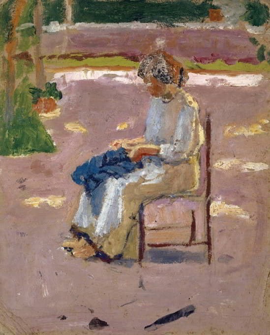 Anonymous - Woman Sewing Outside