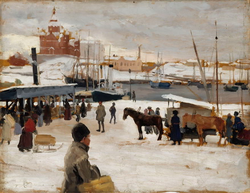 赫尔辛基市场广场的冬日，习作