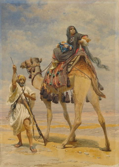 骑骆驼的贝都因妇女