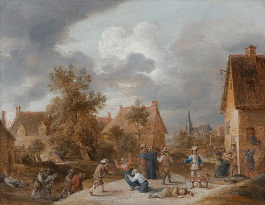 David Teniers The Younger - Soldiers Sacking A Village
