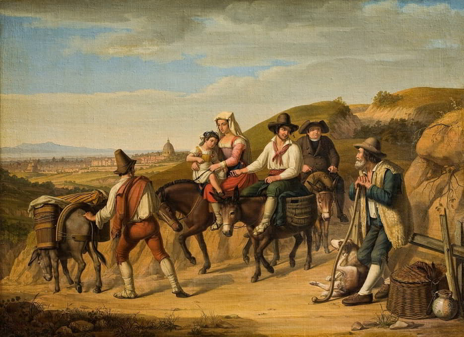 Dietrich Wilhelm Lindau - Peasants At Monte Mario On Their Way To Rome