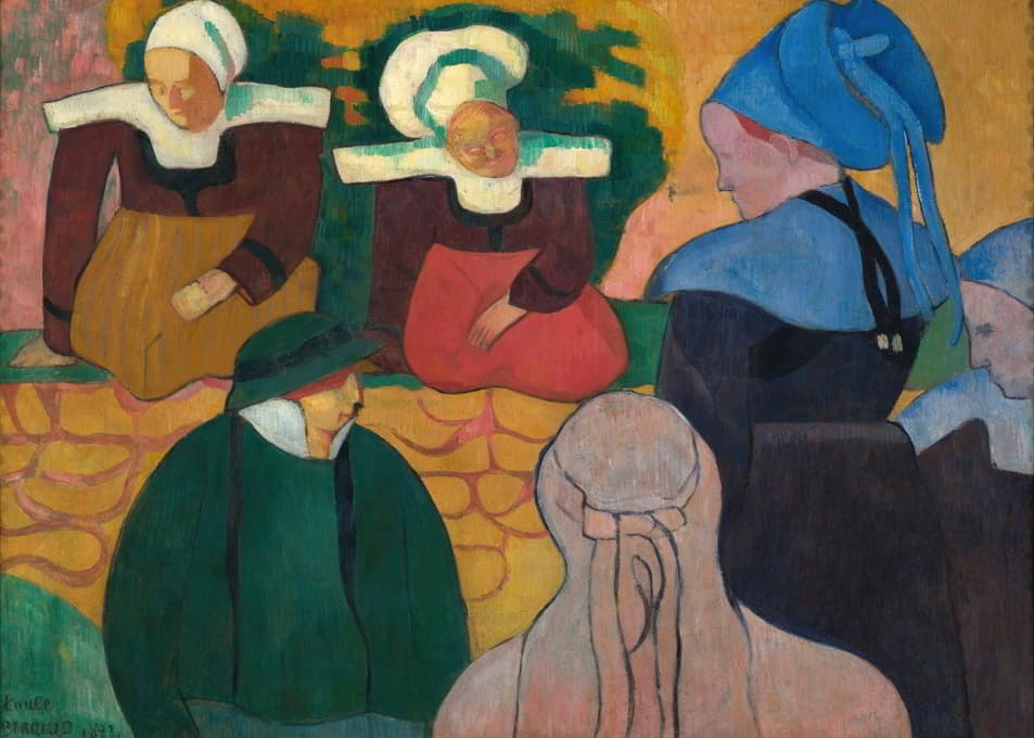 Emile Bernard - Breton Women At A Wall
