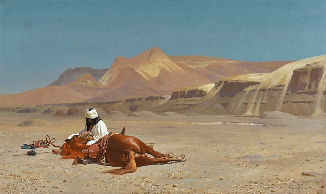 沙漠中的骑手和他的马