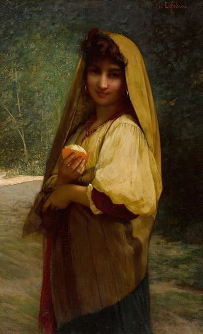 Jules Joseph Lefebvre - An Italian Girl With An Orange