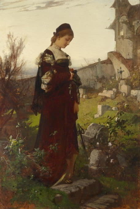 Alexander von Liezen-Mayer - Mädchen auf einem Friedhof