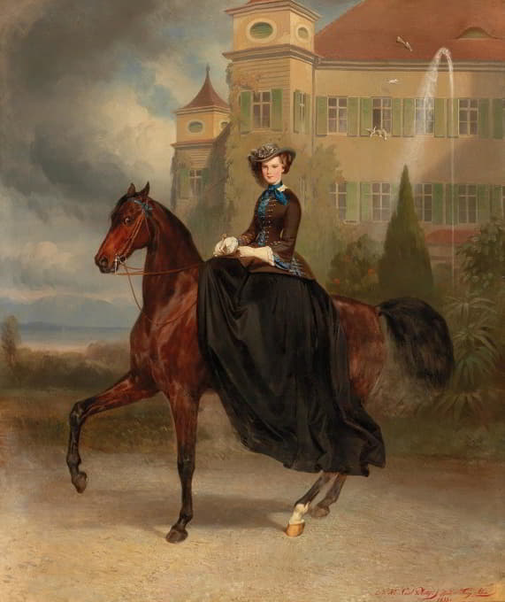 伊丽莎白公主15岁时在巴伐利亚骑马