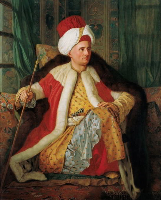身着土耳其服装的维杰内斯伯爵和法国大使查尔斯·格雷维尔的画像