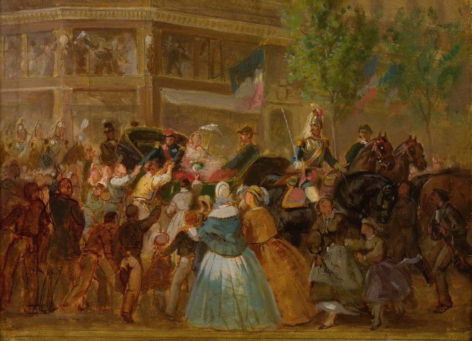 拿破仑三世皇帝和欧也妮皇后坐在马车里