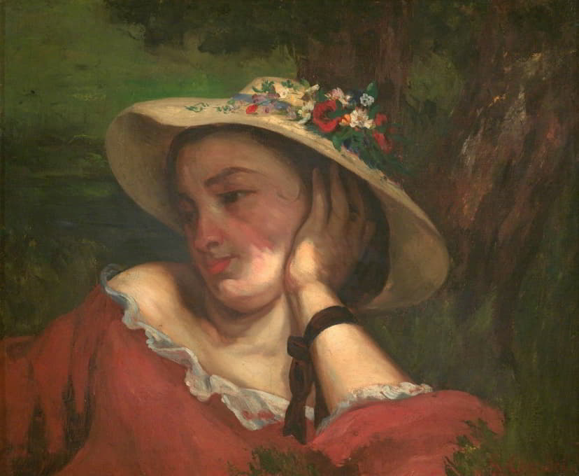 塞纳河岸上的年轻女士——一幅画的碎片（帽子上戴着花的女人）