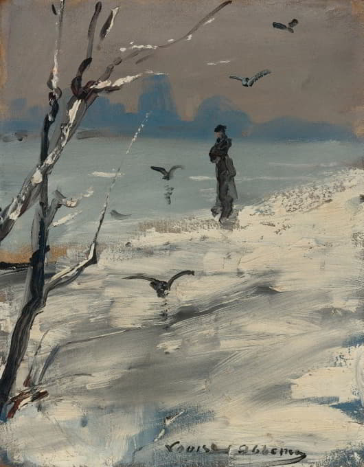 Louise Abbéma - An Elegant Woman, Said To Be Sarah Bernhardt, On A Winter’s Walk