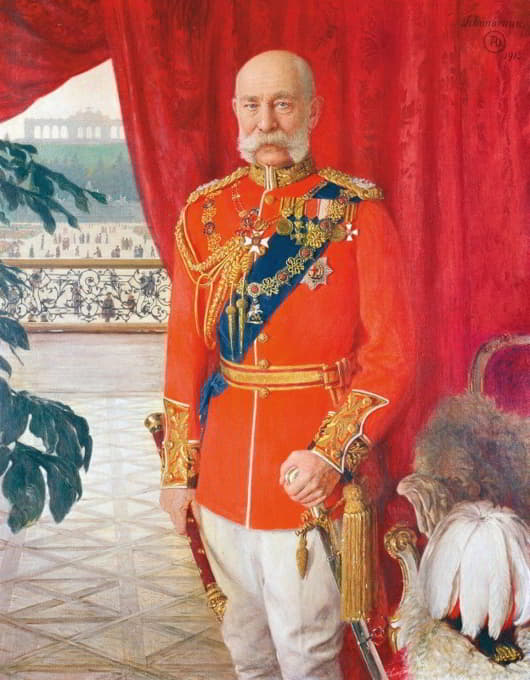 弗朗茨·约瑟夫一世皇帝穿着英国陆军元帅的节日制服