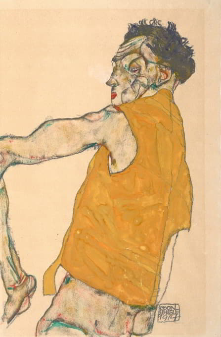 穿黄色背心的自画像，1914年