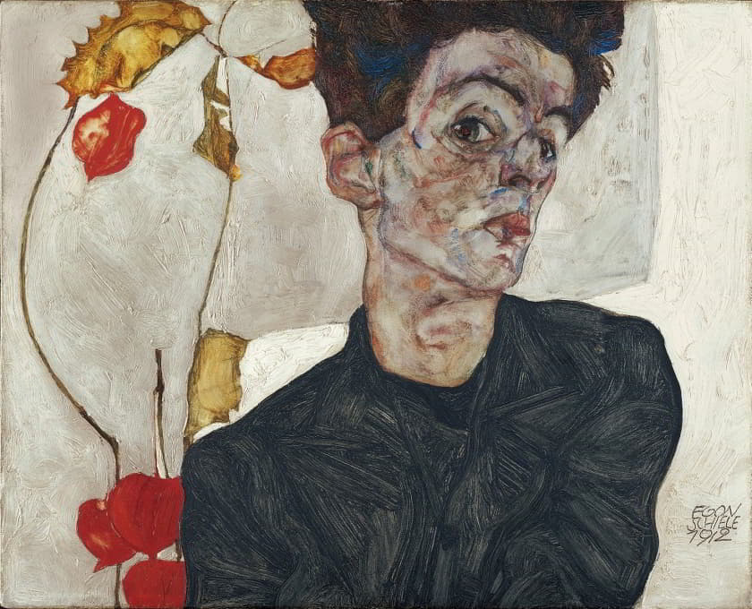 Egon Schiele - Self-Portrait With Physalis