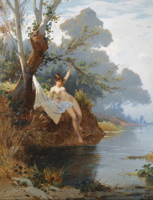 Hermann David Solomon Corrodi - By The Riverbank