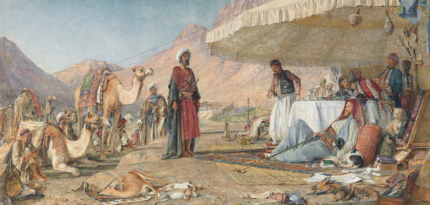 John Frederick Lewis - A Frank Encampment In The Desert Of Mount Sinai.The Convent Of St. Catherine In The Distance