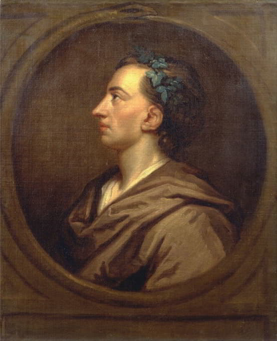 Sir Godfrey Kneller - Alexander Pope Profile, Crowned With Ivy