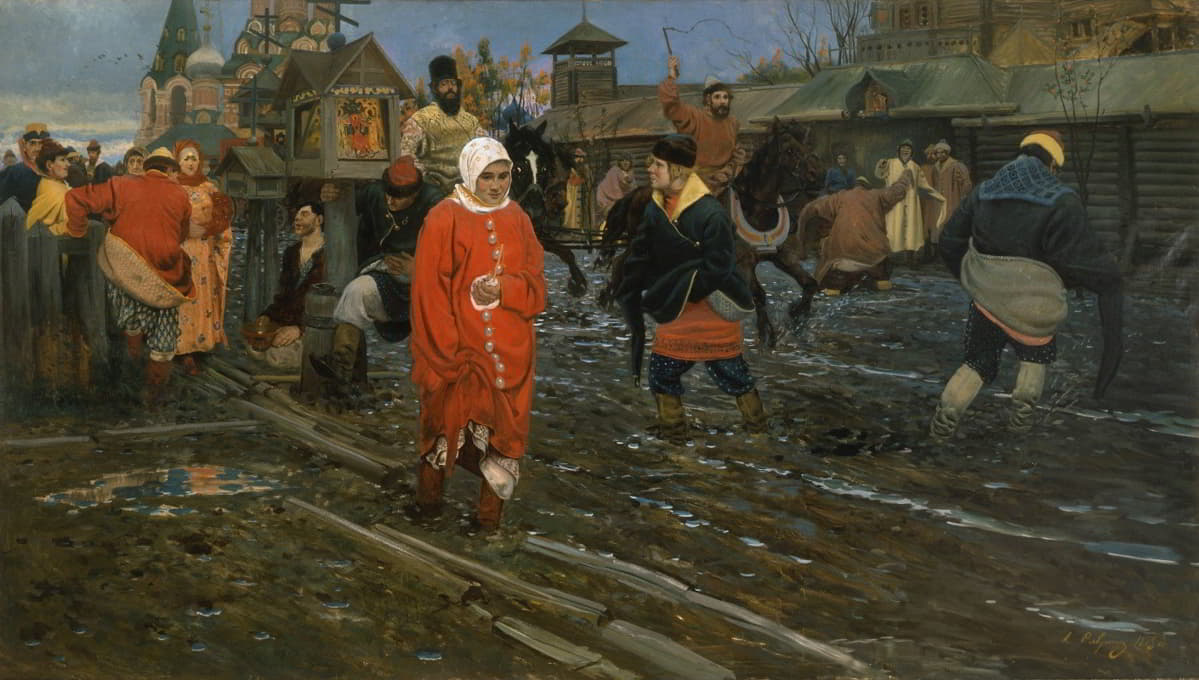 17世纪的莫斯科大街，一个公共假日