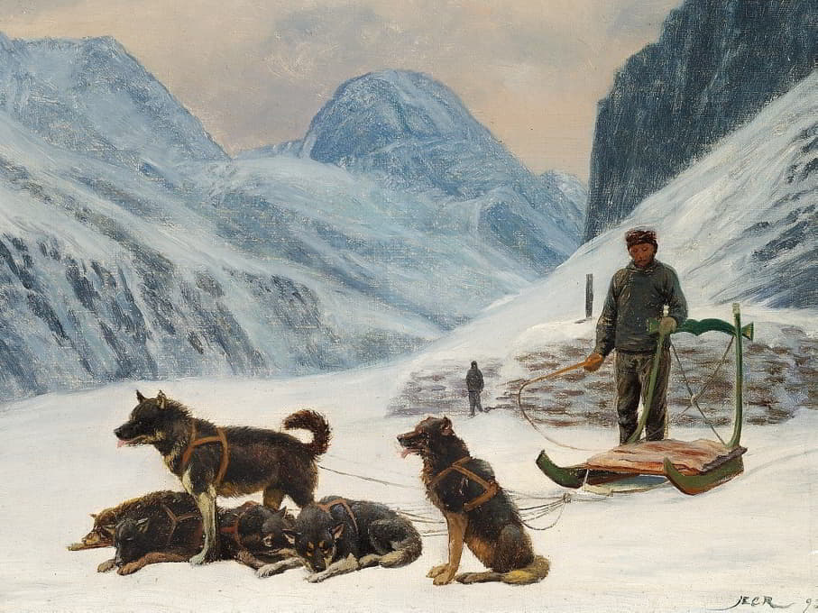 Carl Rasmussen - En grønlænder holder hvil ved sin hundeslæde