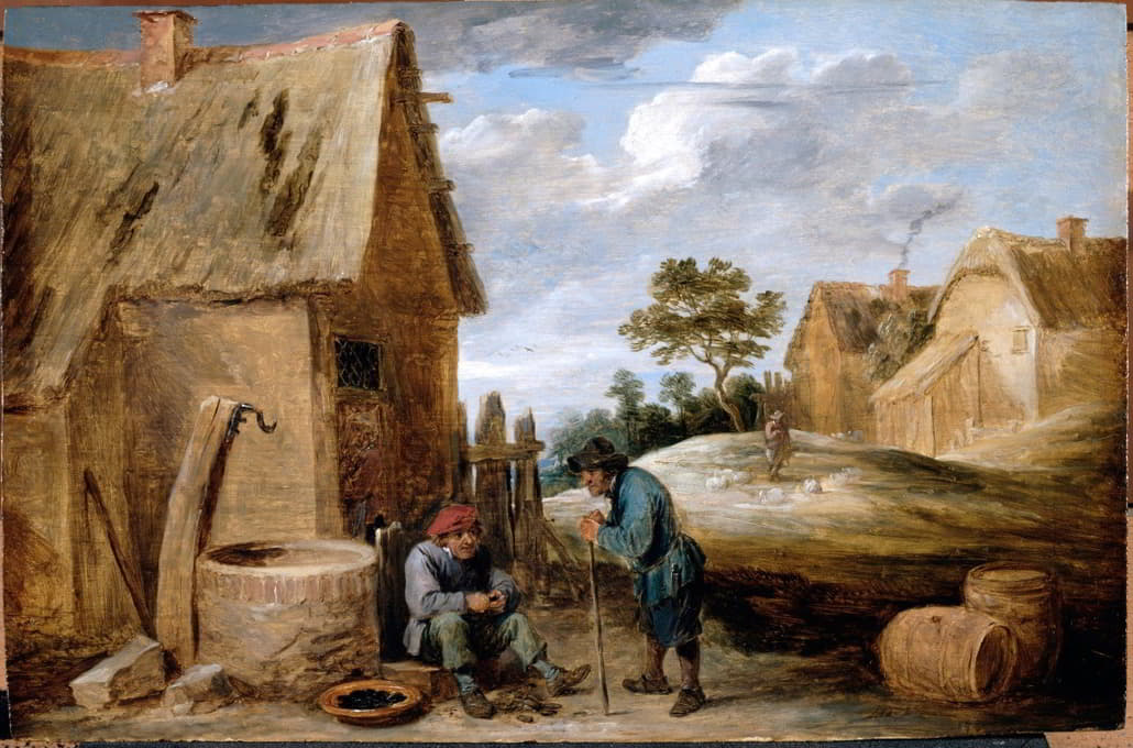 David Teniers The Younger - A Peasant eating Mussels
