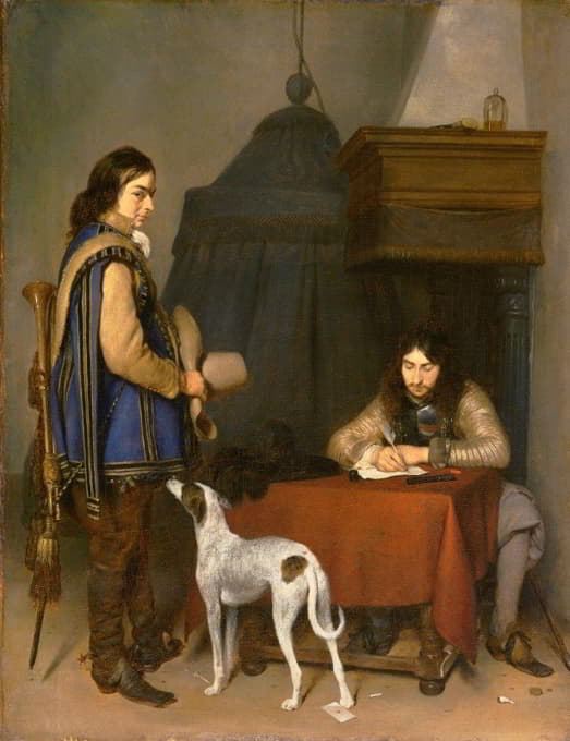 Gerard ter Borch - Officer Writing a Letter, with a Trumpeter