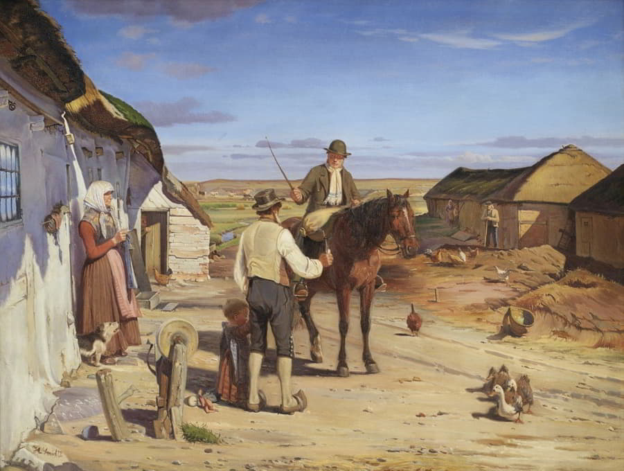 Hans Smidth - A Stranger Asking his Way at a Farm on the Moors