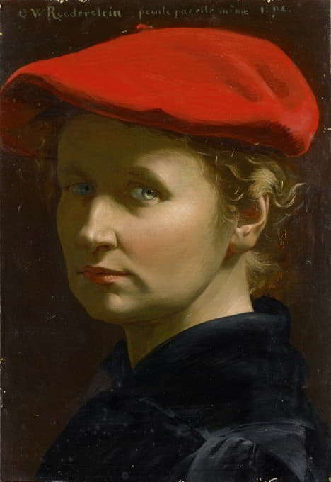 Ottilie Wilhelmine Roederstein - Self-Portrait with a Red Cap