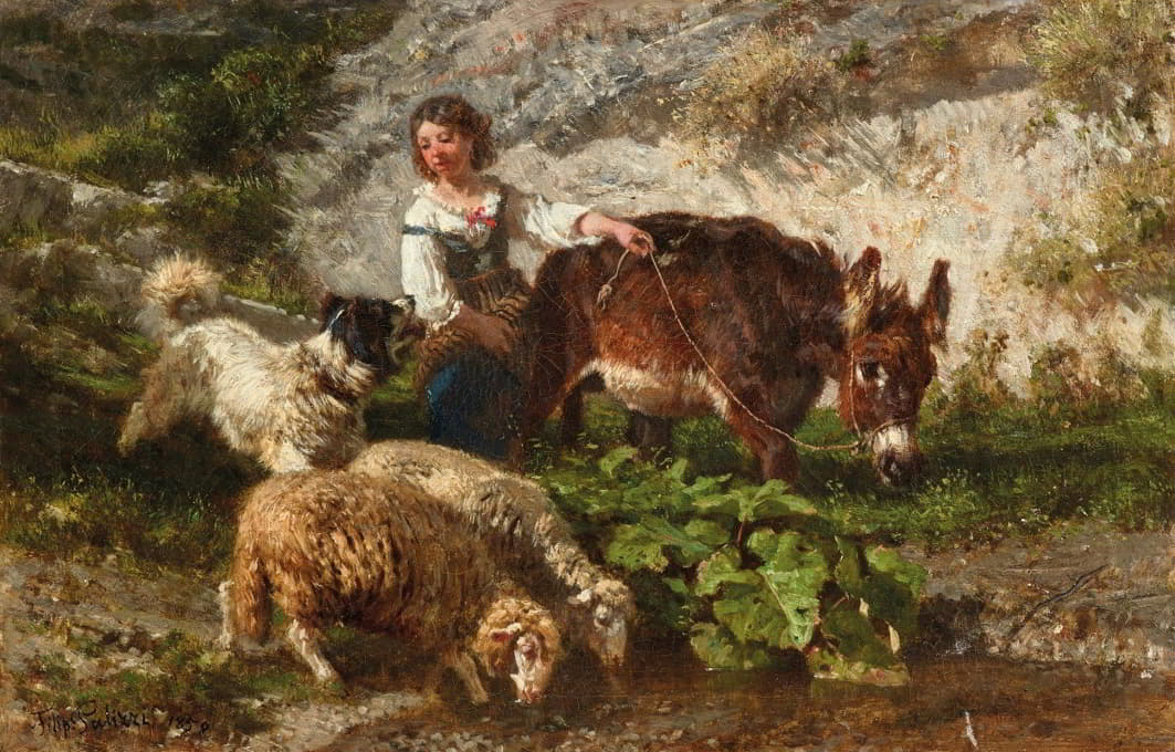 Filippo Palizzi - The Young Shepherdess