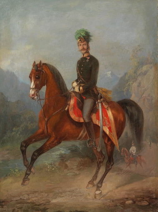 奥地利陆军元帅中尉的马术肖像