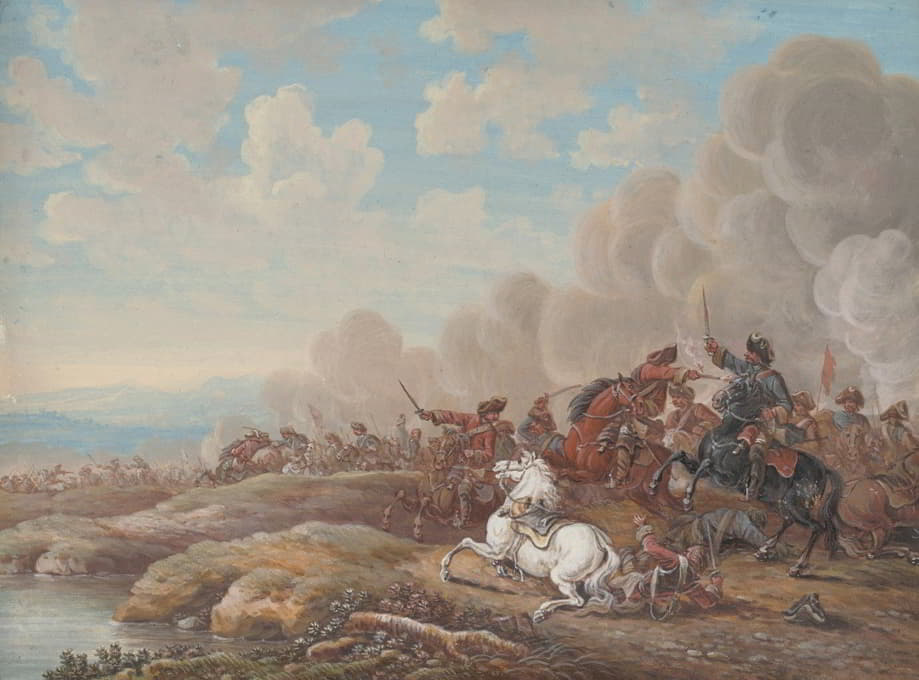 Louis-Nicolas van Blarenberghe - Cavalry Battle By A River