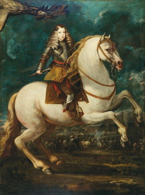 Sebastián Herrera Barnuevo - An Equestrian Portrait Of The Young King Charles II Of Spain