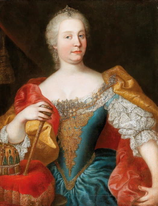 匈牙利和波希米亚王后玛丽亚·特蕾西亚皇后的肖像，带匈牙利王冠