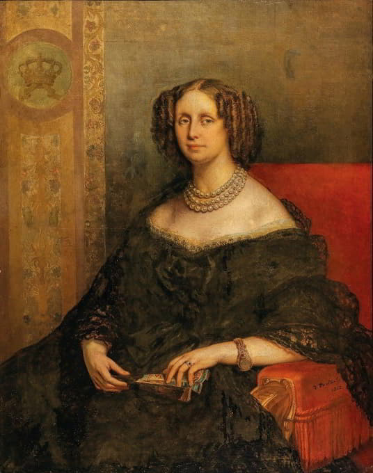 Jean François Portaels - Portrait of Louise d’Orléans, Queen of Belgium (Palermo 1812-1850 Ostende)