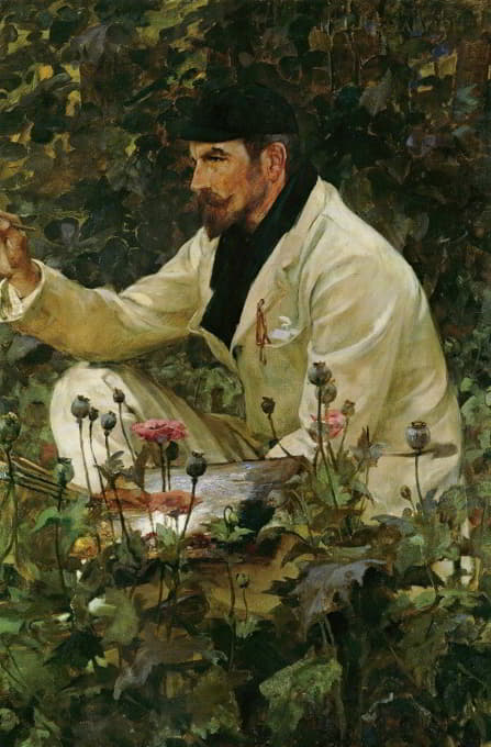 James Jebusa Shannon - George Hitchcock working in his garden in Egmond