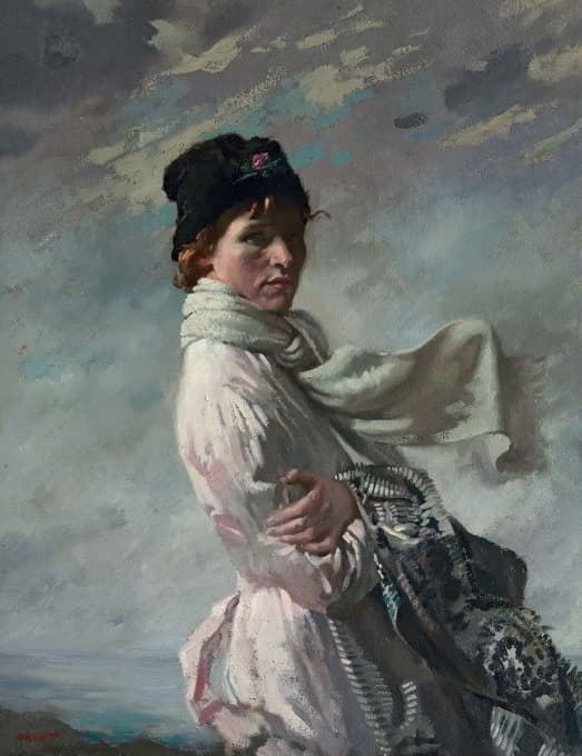 “在都柏林湾”；艺术家妻子的肖像