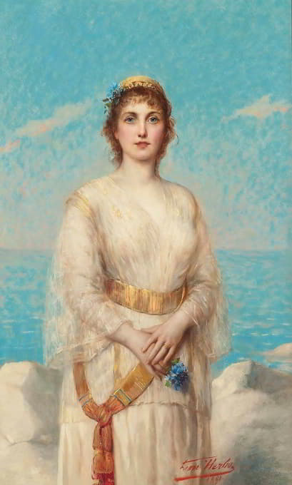 Léon Herbo - A maiden on the shore