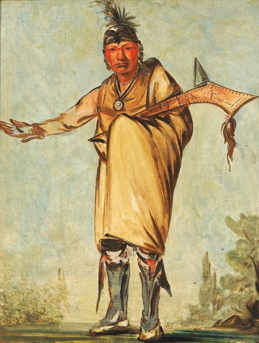 George Catlin - Náw-Káw, Wood, Former Chief of The Tribe
