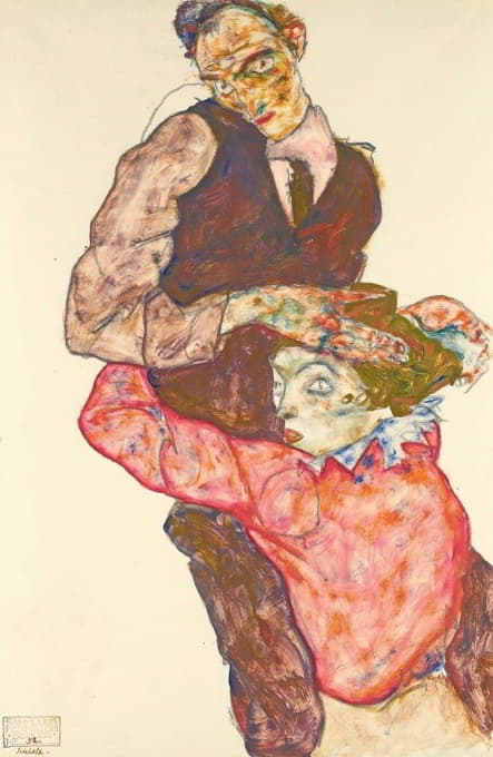 Egon Schiele - Lovers – Self-Portrait With Wally