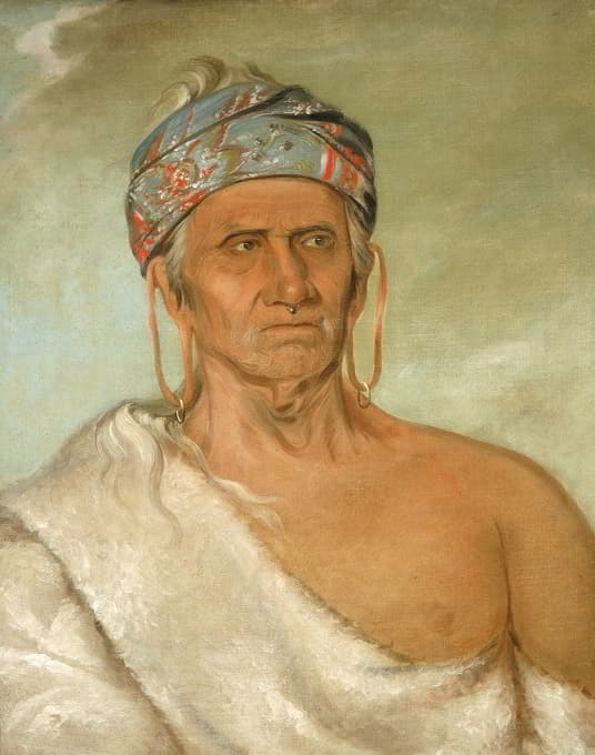 George Catlin - Lay-láw-she-kaw, Goes Up the River, an Aged Chief