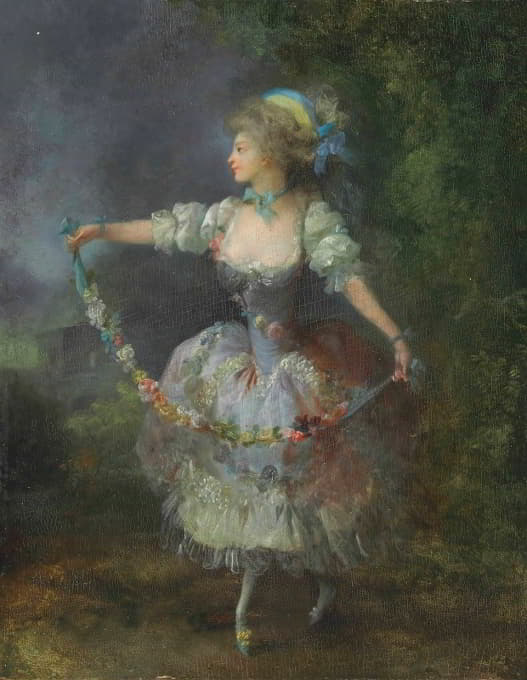 Jean-Frédéric Schall - A Girl Dancing With A Garland Of Flowers