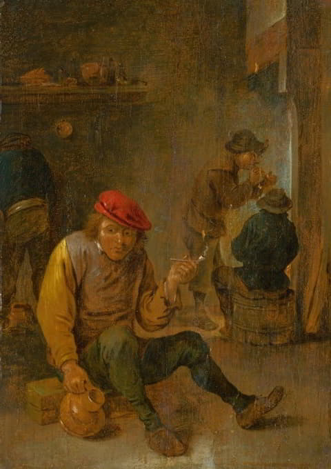 After David Teniers - Smoking Peasants (Pipe Smokers)