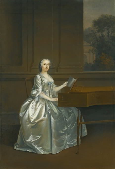 坐在大键琴旁的女士肖像，可能是圣奥尔本公爵夫人露西（公元1752年）